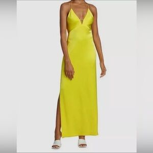 $395 Alice + Olivia Women's Yellow Satin Dakota Slip Gown Dress Size 2 NWT